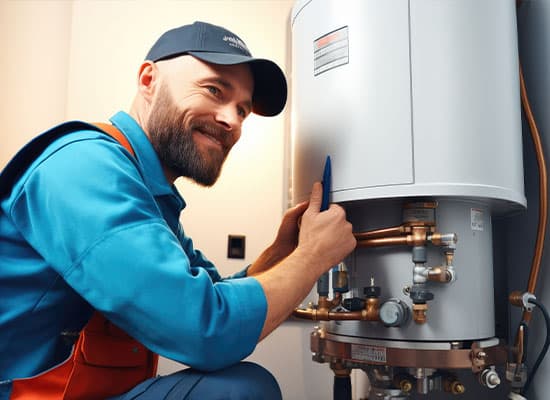 Heizungsinstallateur bei der Arbeit